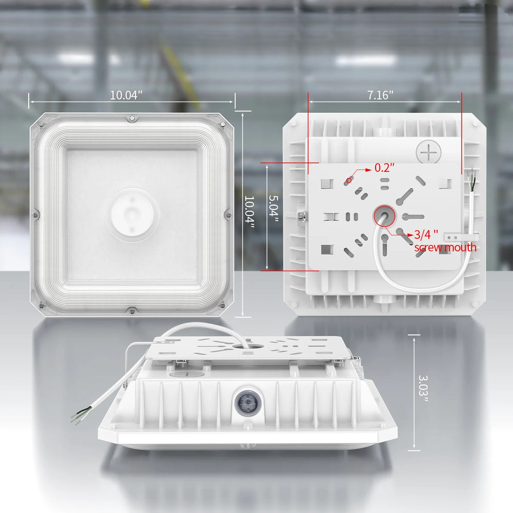 NGTLIGHT LED Canopy Light - CPG Series, 60W, Selectable Wattage&CCT, 100-277V, Dusk to Dawn Application