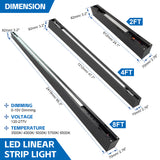 LED Architectual Light - LST Series,50W,6500lumens,Selectable Wattage & CCT,100-277V,4FT,4 Pack