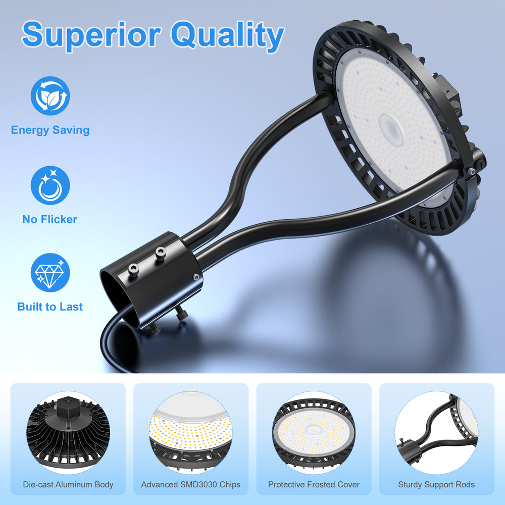 NGTLIGHT LED Post Circle Light - PCA Series,150W,22500lumens,Selectable Wattage & CCT,100-277V,WITH PHOTOCELL Application