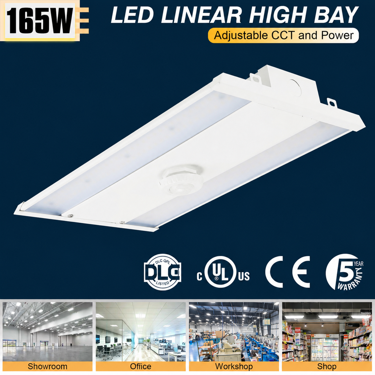 NGTLIGHT LED Linear High Bay Light - LHB06 Series,165W,Selectable Wattage & CCT,120-277V