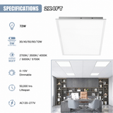 LED Flat Panel Light - FPN Series,72W,Selectable Wattage & CCT,100-277V,DIMMABLE 0-10V,2x4ft,4PACK