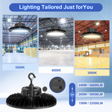 NGTLIGHT LED High Bay Light - UFO05 Series, 240W, Selectable Wattage&CCT, 100-277V, 90° Beam Angle