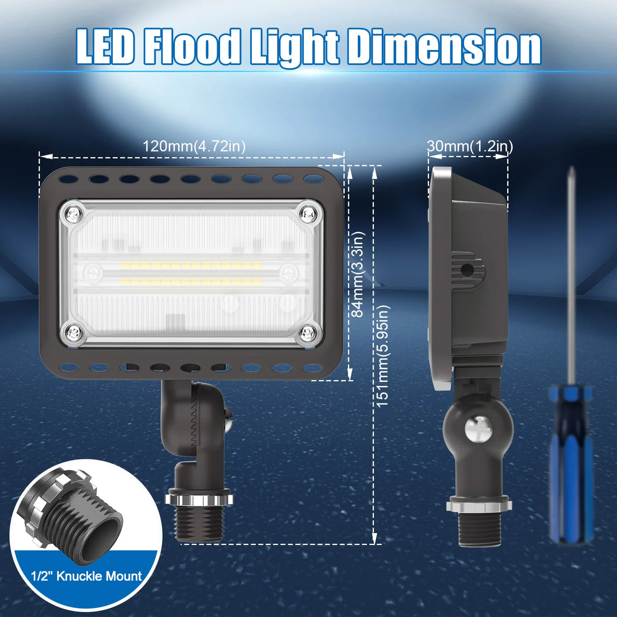LED Knuckle Flood Light - KFL Series,20W,2200lumens,5000K,100-277V