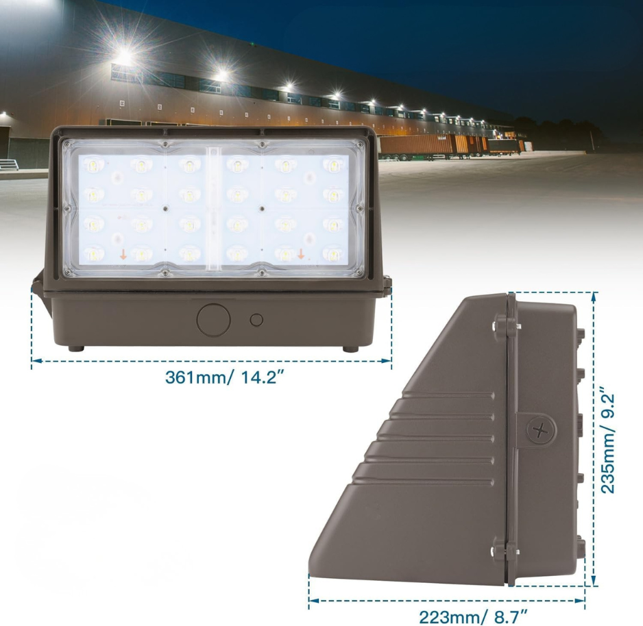NGTLIGHT LED Wall Pack Light - FWP Series, 125W, Selectable Wattage&CCT, 100-277V, Dusk to Dawn Application