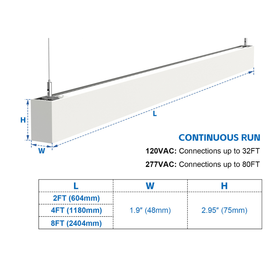 NGTLIGHT LED Architectual Light - LST06 Series, 50W, Selectable Wattage&CCT, 120-277V, 0-10V DIMMABLE, 4FT, 2 Pack Application