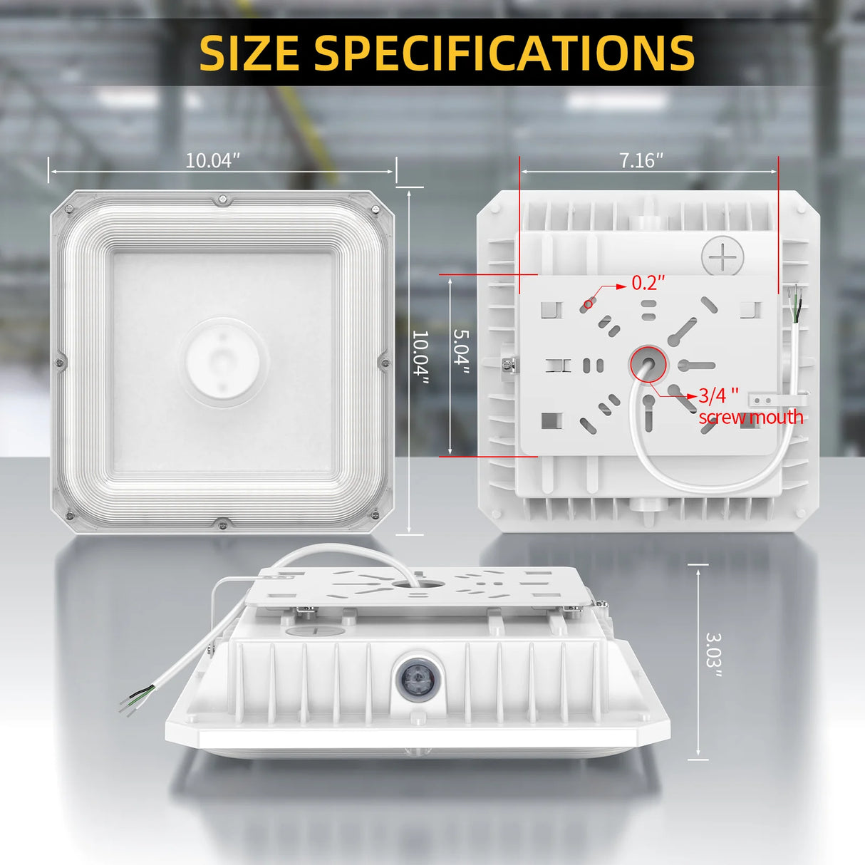 LED Canopy Light  - CPG Series,100W,14000lumens,Selectable Wattage & CCT,100-277V,with Photocell