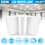 4PACK LED Troffer Light - TFL Series,50W,6500lumens,Selectable Wattage & CCT,100-277V, 2*4ft