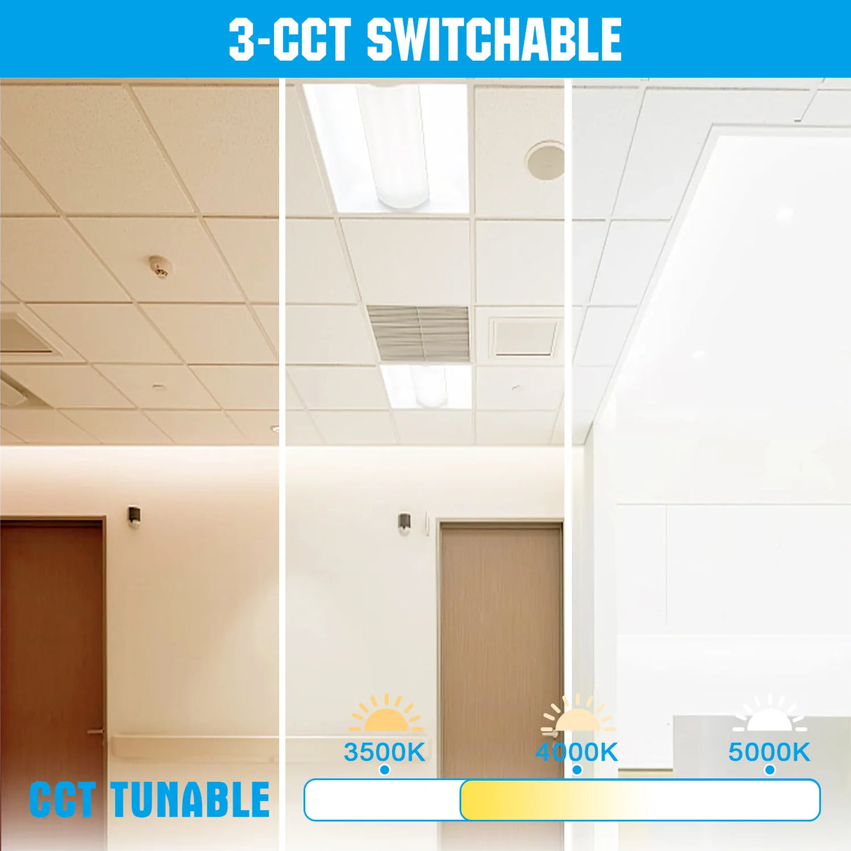 4PACK LED Troffer Light - TFL Series,50W,6500lumens,Selectable Wattage & CCT,100-277V, 2*4ft