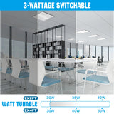 4PACK LED Troffer Light - TFL Series,50W,6500lumens,Selectable Wattage & CCT,100-277V, 2*4ft