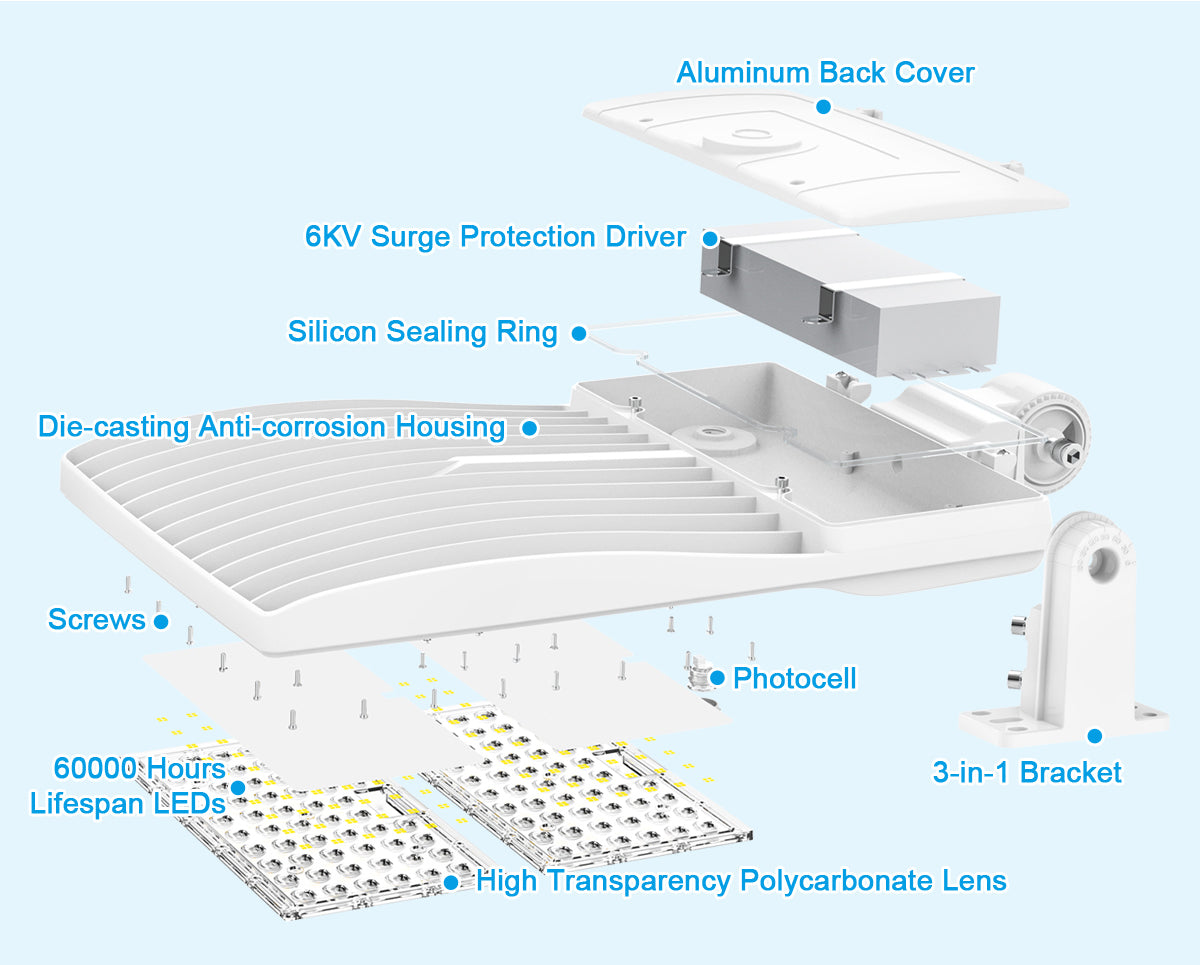 LED Parking Lot Light - SB Series With A&N Mount 400W,60000lumens,Selectable Wattage,5000K,100-277V,Built in Photocell