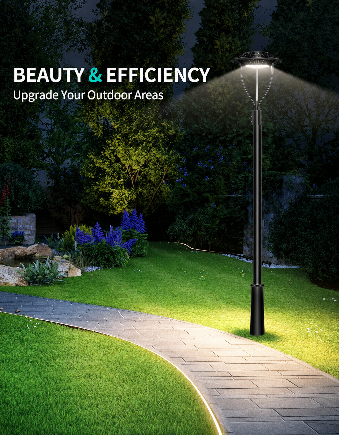 NGTLIGHT LED Post Top Light - PTA Series, 60W-150W, Selectable Wattage & CCT, 100-277V, Dusk to Dawn