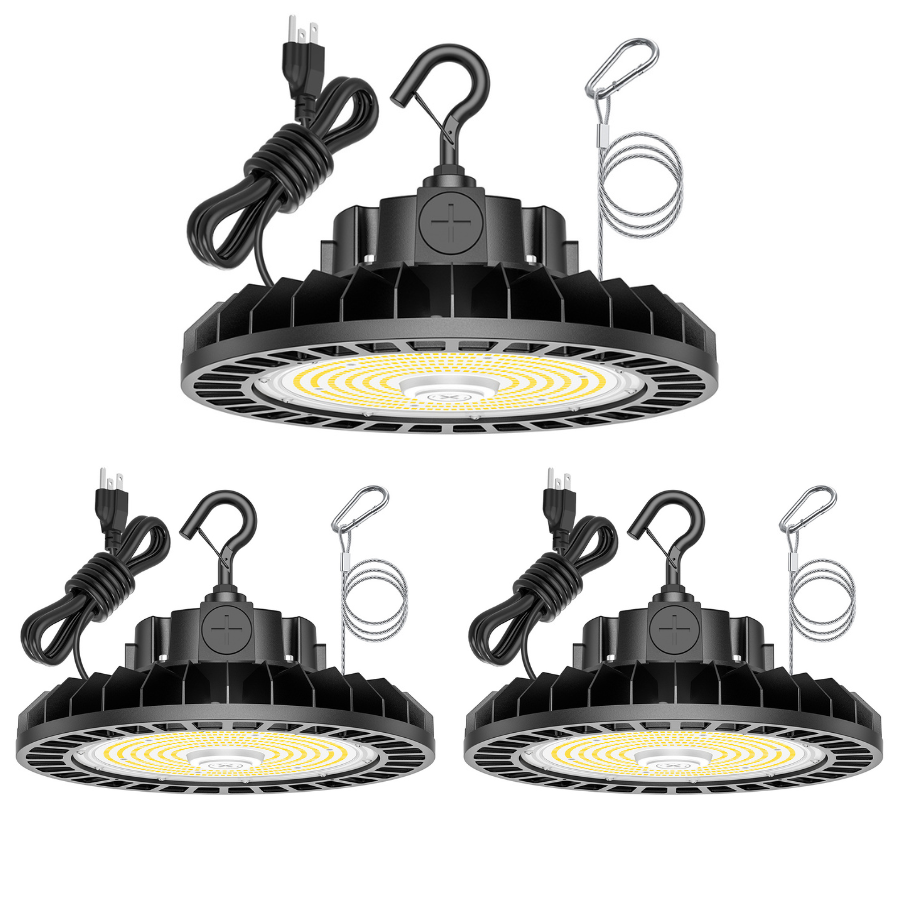NGTLIGHT LED High Bay Light - UFO05 Series, 200W, Selectable Wattage&CCT, 100-277V, 90° Beam Angle, US PLUG