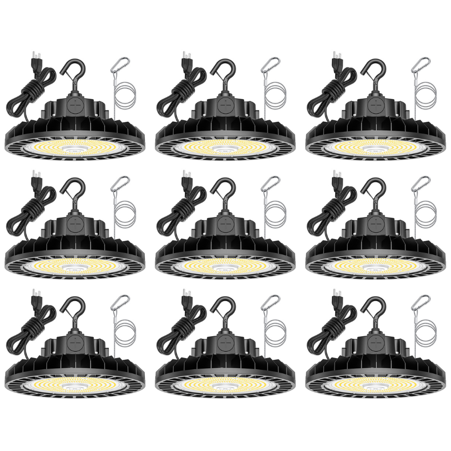 NGTLIGHT LED High Bay Light - UFO05 Series, 200W, Selectable Wattage&CCT, 100-277V, 90° Beam Angle, US PLUG