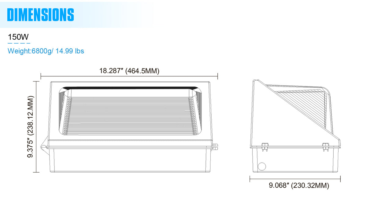 LED Wall Pack Light- WP Series,150W,21000lumens,5000K,100-277V