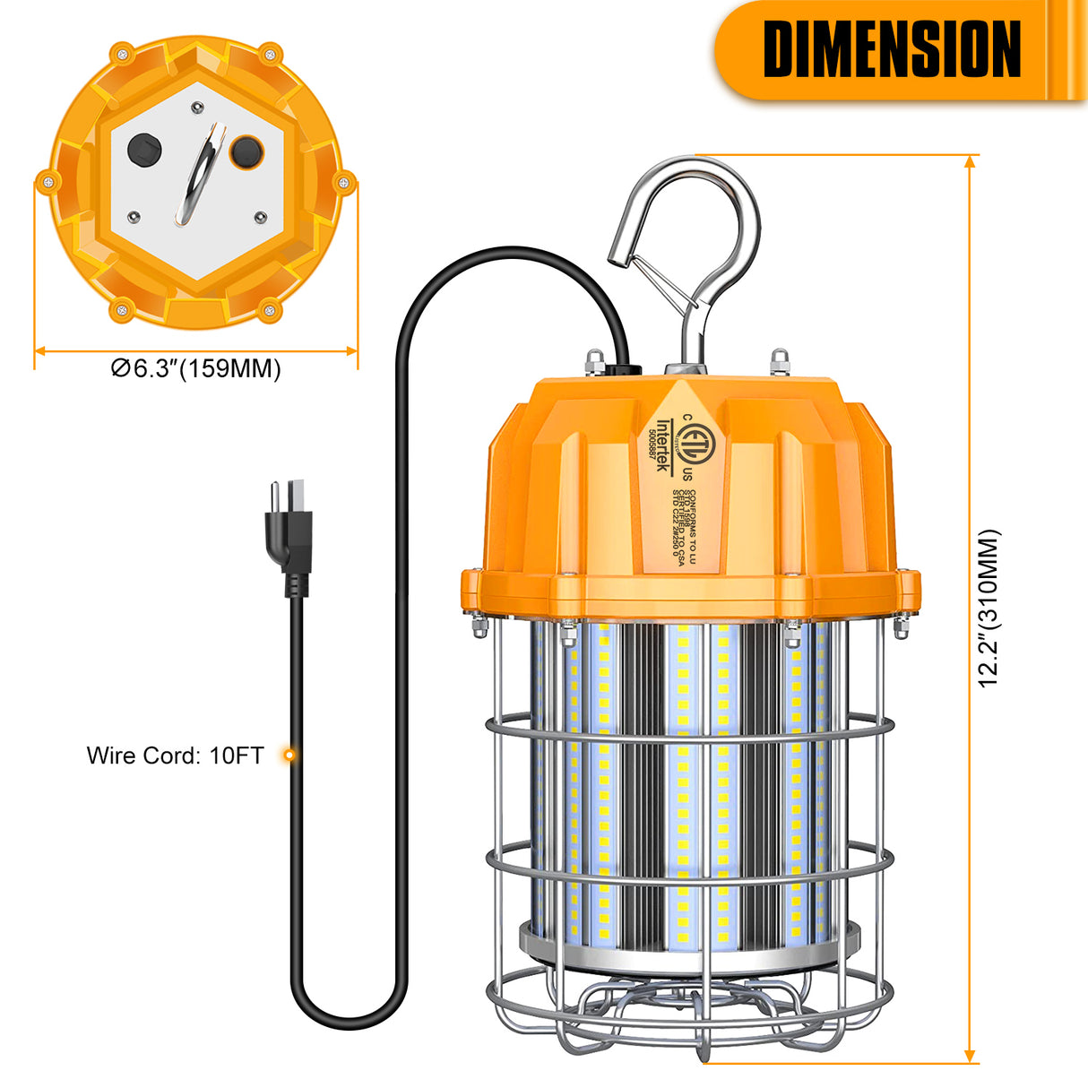 LED Round Work Light - TWL Series,60W,9000lumens,5000K,100-277V, US PLUG