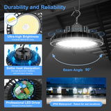 NGTLIGHT LED High Bay Light - UFO05 Series, 200W, Selectable Wattage&CCT, 100-277V, 90° Beam Angle, US PLUG