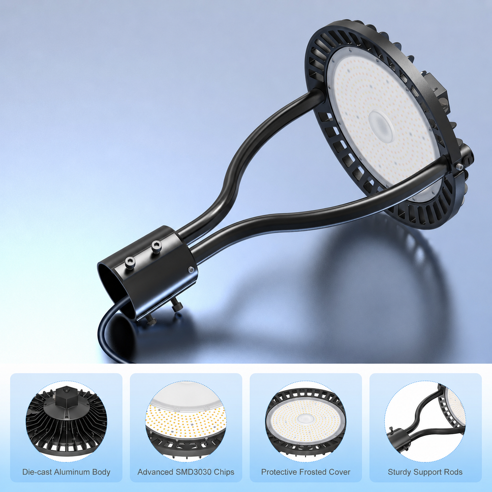 NGTLIGHT LED Post Circle Light - PCA Series, 60W-150W, Selectable Wattage & CCT, 100-277V, Dusk to Dawn Application